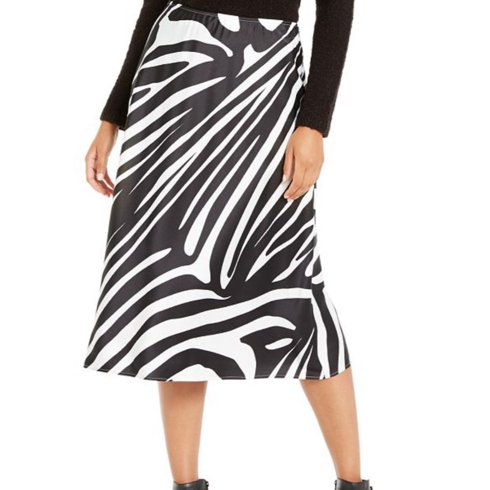 Alfani Zebra Print A line Midi Skirt Black+White